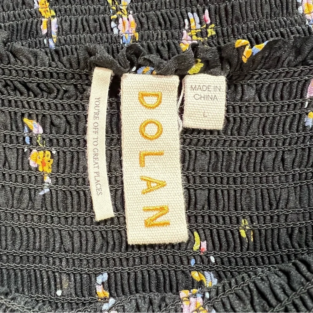 SOLD Anthropologie Dolan Pieta Balloon Sleeve Smocked Floral Blouse Large Black - Picture 9 of 11